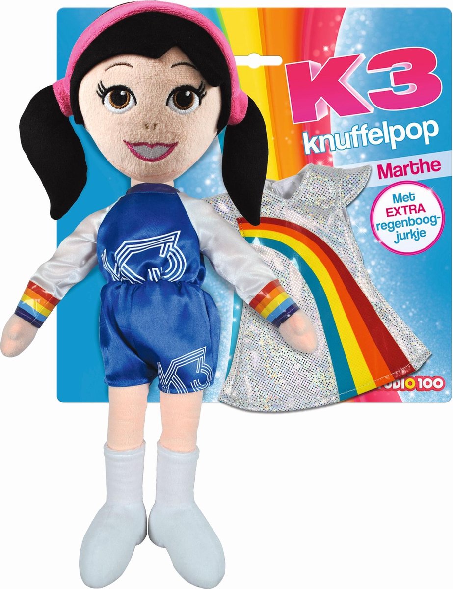 K3 knuffelpop met extra kleedje 40cm Marthe