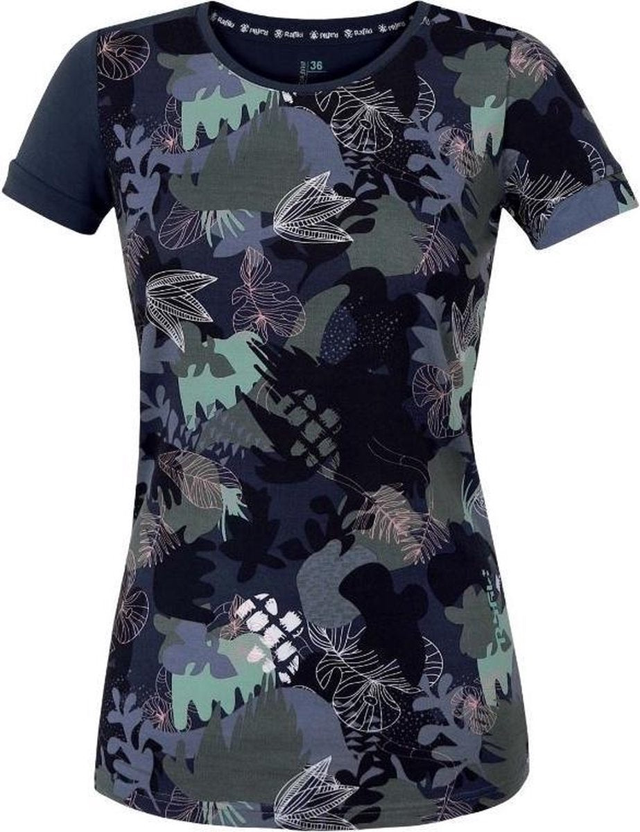 Rafiki Sportshirt Karin Dames Viscose/elastaan Zwart/groen Mt 38