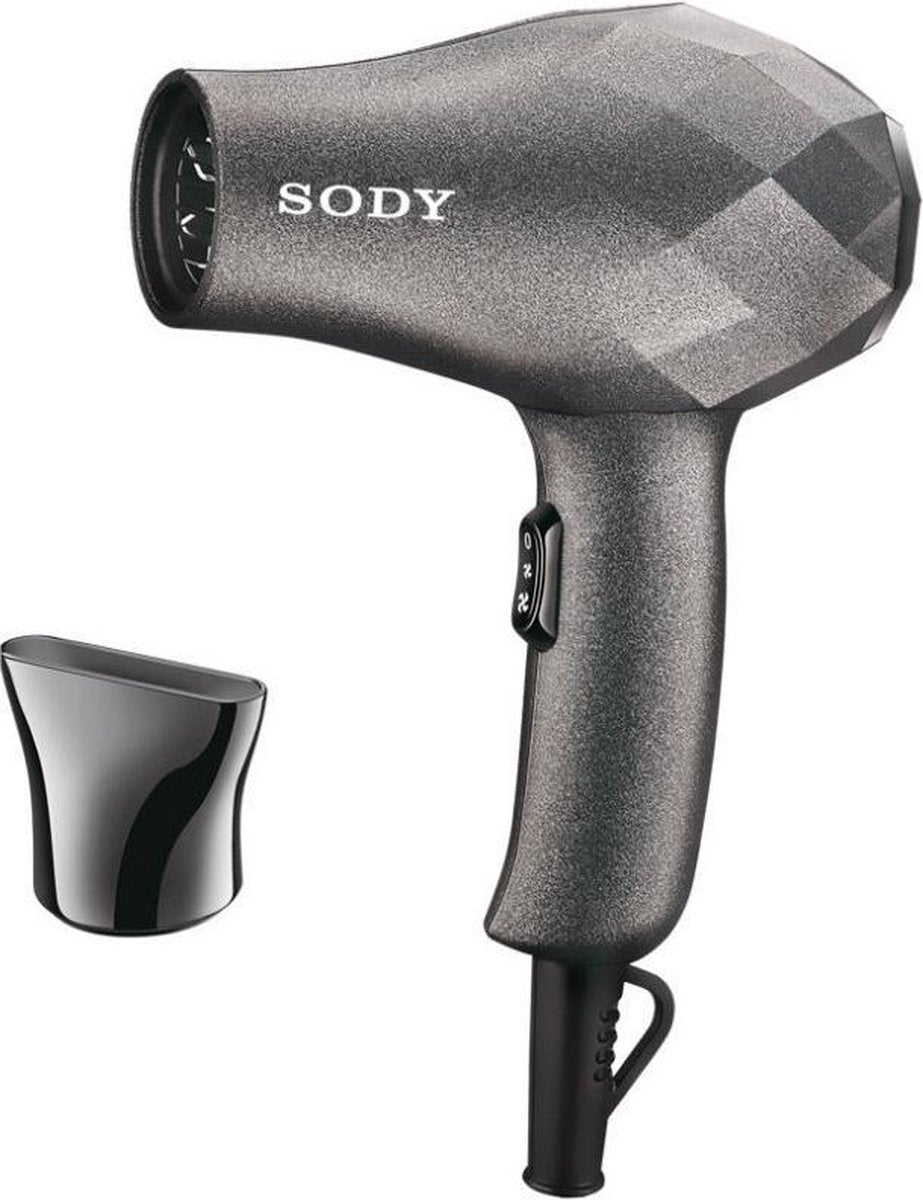 SODY SD3020 1000W mini-haardroger - Klein praktisch ontwerp - Föhn - Zwart/Grijs - Dry