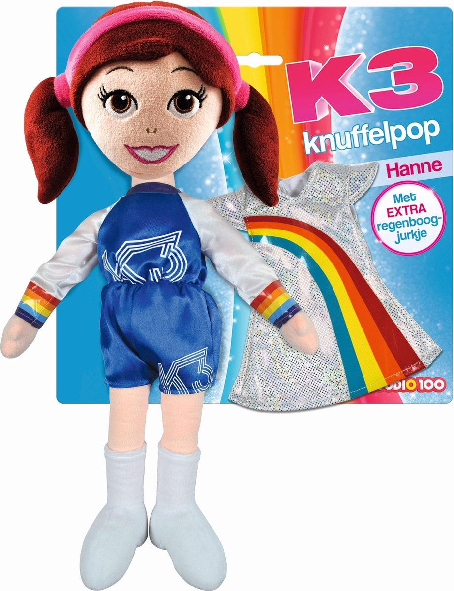 K3 knuffelpop met extra kleedje 40cm Hanne