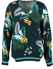 Geisha blauw viscose blouse shirt met glitterboorden - Maat XS