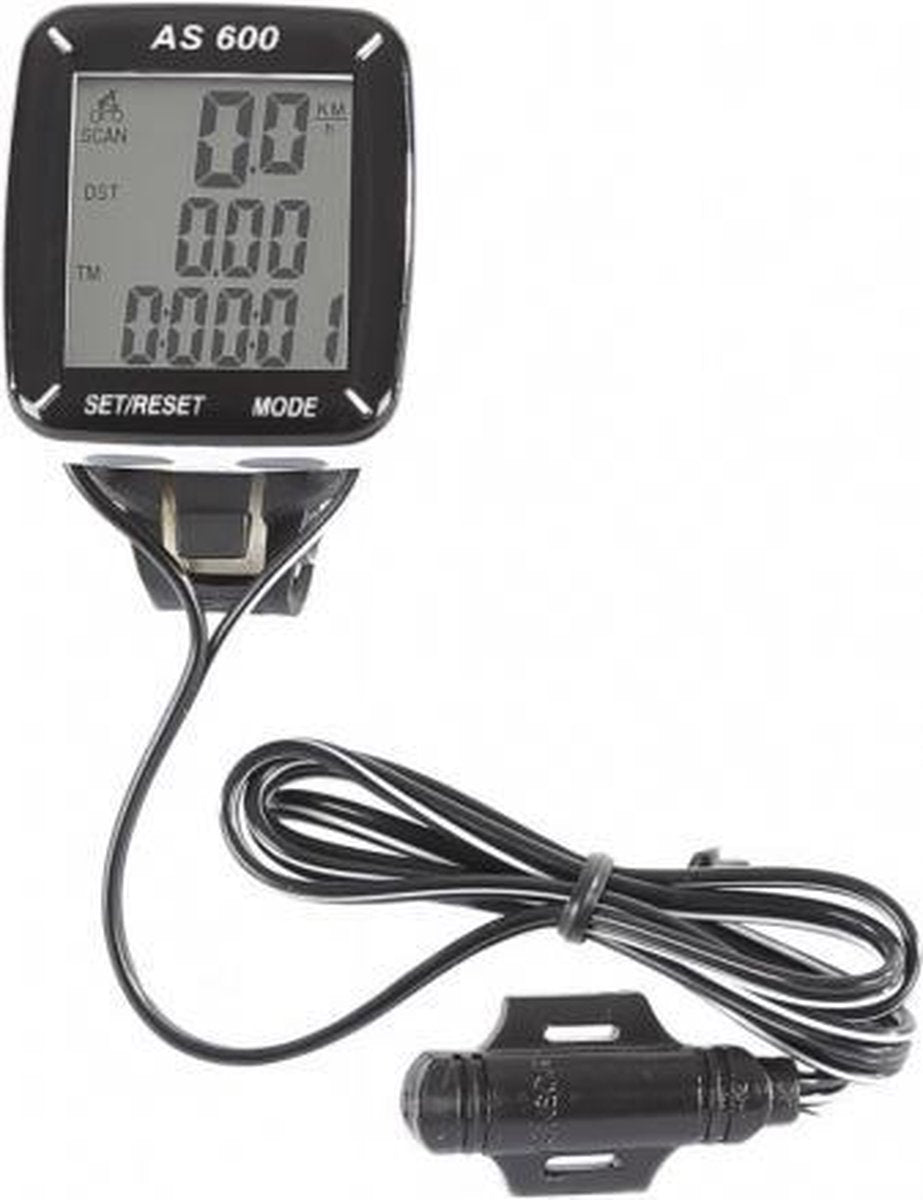 Fietscomputer assize as-600 zwartwit - ZWART