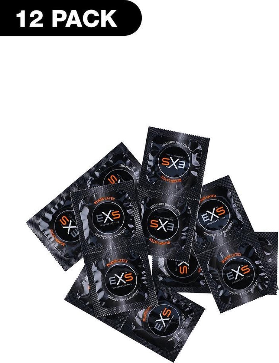 Black Latex - 12 pack - Condoms - natural latex- black - Discreet verpakt en bezorgd