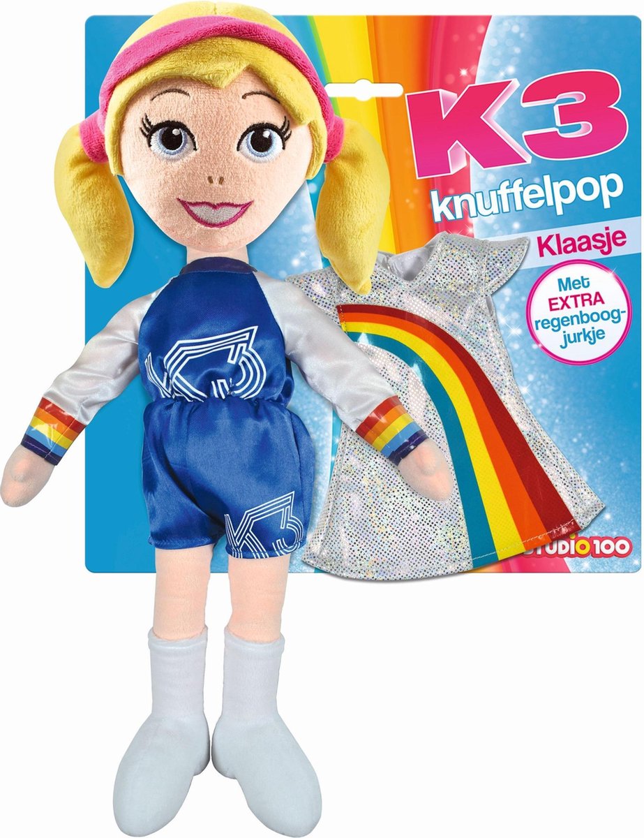 K3 knuffelpop met extra kleedje 40cm Klaasje