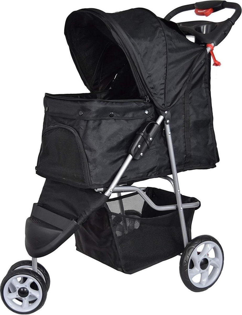 Hondenbuggy Zwart 3-wieler - Dogs&Co