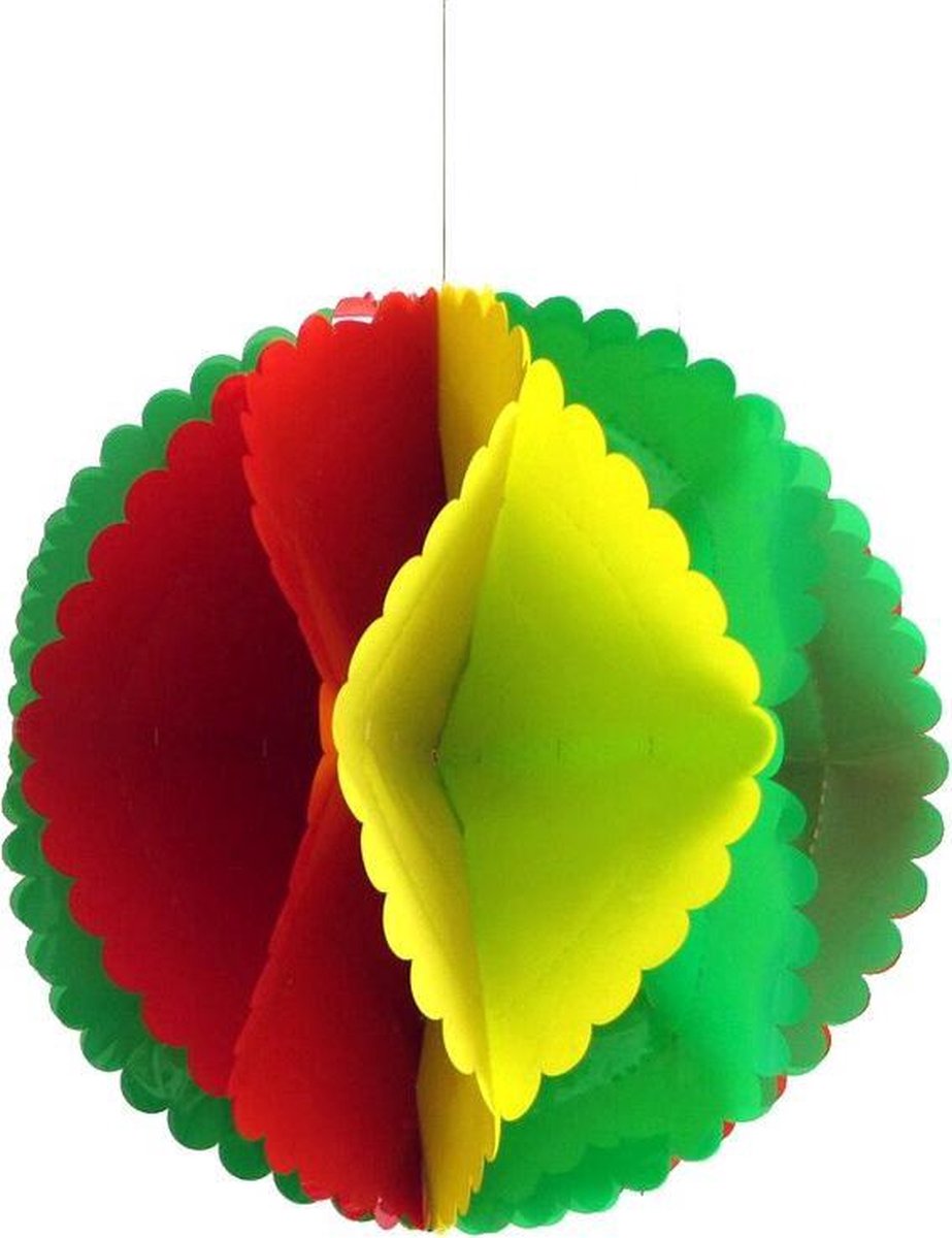 Decoratiebal rood/geel/groen brandvertragend 50cm