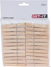 24x Wasknijpers naturel van hout 7