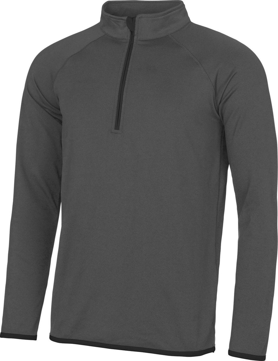 Awdis Gewoon Cool Mens Half Zip Sweatshirt (Houtskool/Straalzwart)
