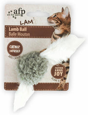 Afp lamb ball lamswol met veren vogel geluid en catnip assorti 5x5x3 cm