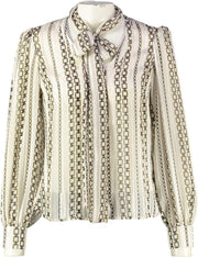 Morgan off white semi transparante blouse met pofmouwen en glitterdraad - valt kleiner - Maat 36