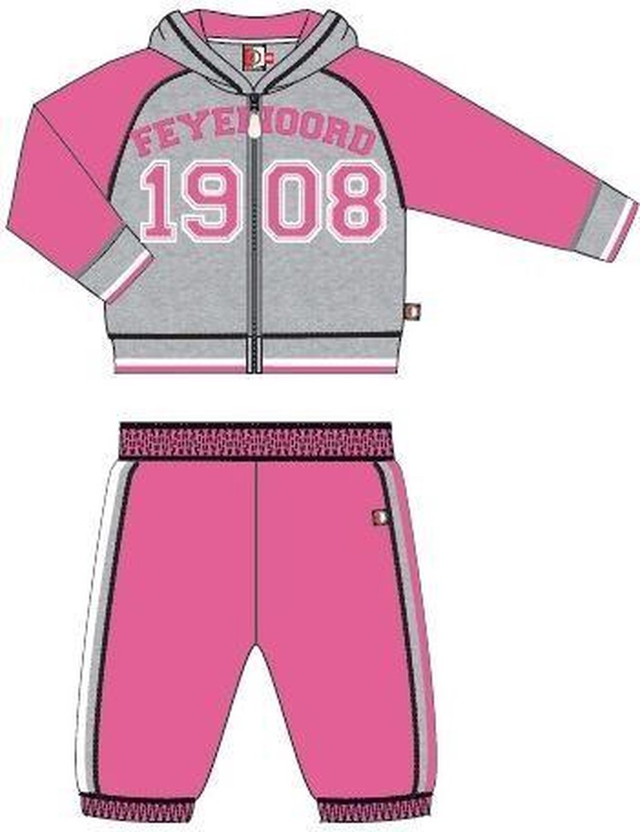 Joggingpak feyenoord baby grijs/roze maat 74