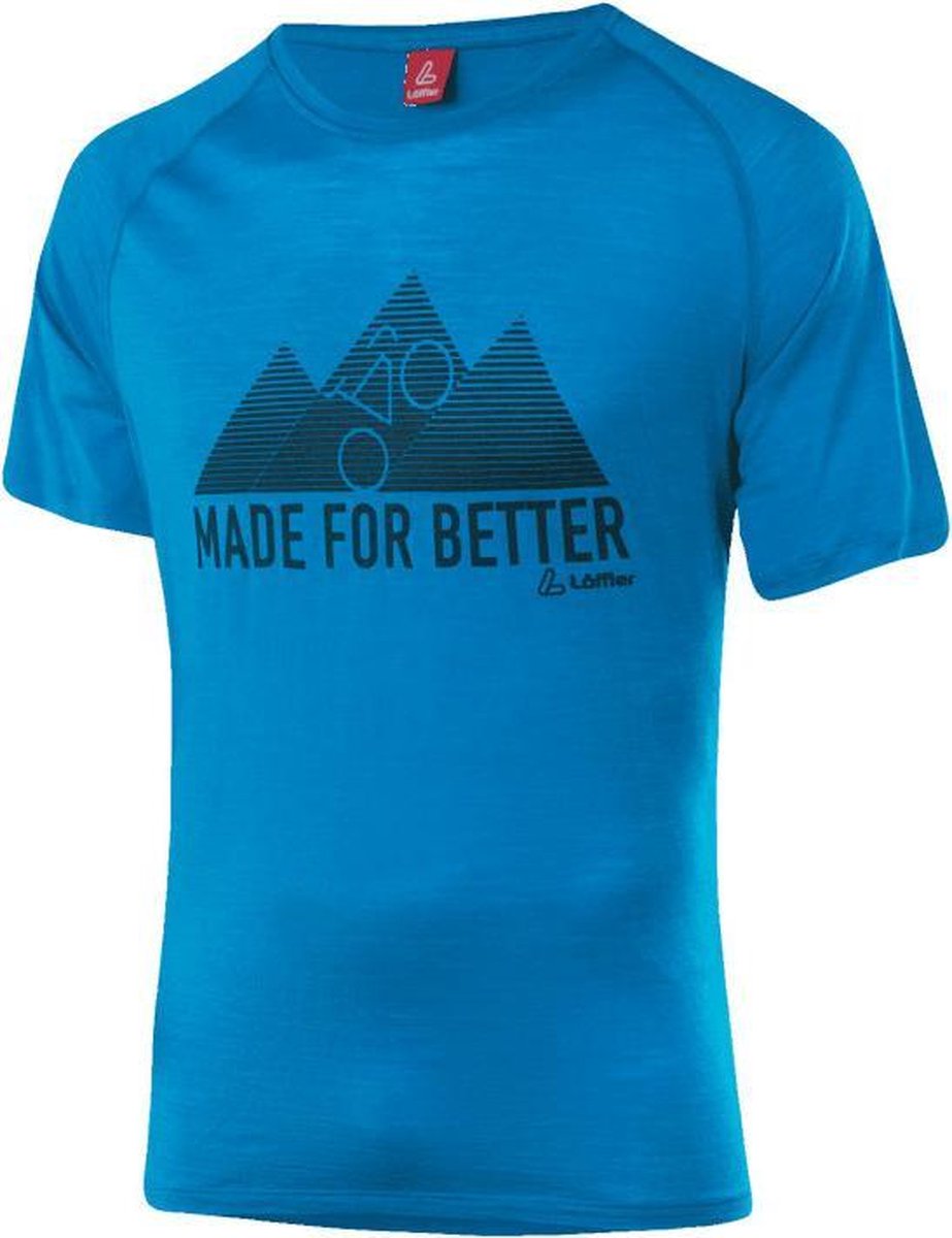 Löffler Sportshirt Heren Lyocell/merinowol Blauw Mt 46