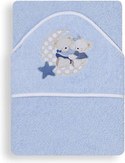 Interbaby Badcape Beertjes Junior 100 Cm Katoen Blauw