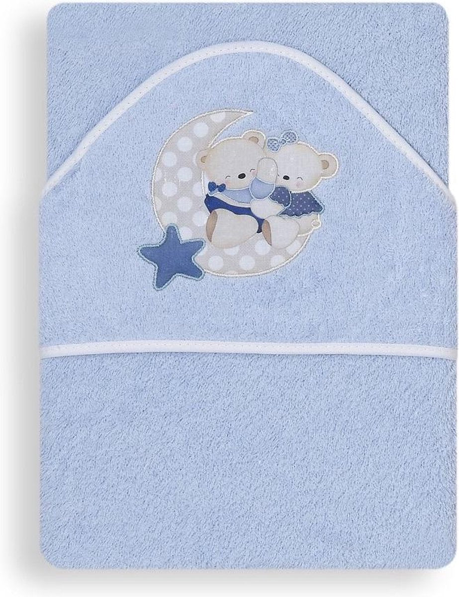 Interbaby Badcape Beertjes Junior 100 Cm Katoen Blauw