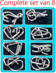 8x Metalen Puzzel Breinbreker|Hersenkraker Set|Denkspel|Puzzel|Brain Teaser|Geduldspel|Blauw|Stipco