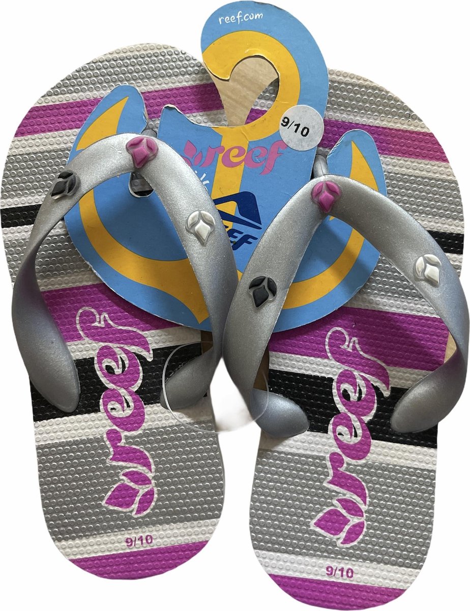 Teenslippers | Reef | Zwart | Paars | Zilver | Maat 25/26