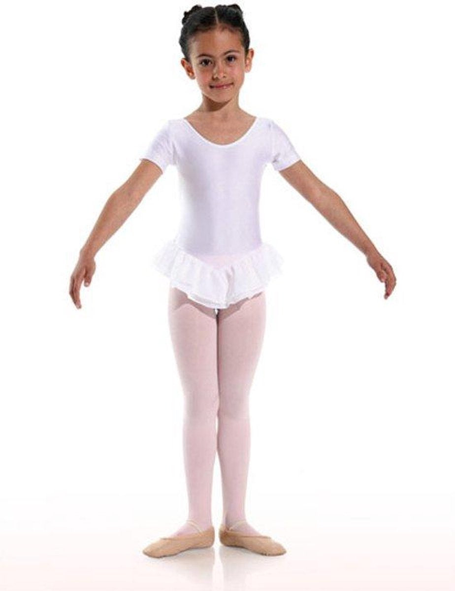 Danceries Balletpakje Laurasson Korte mouwen dubbele rok Wit Elasthan - Maat 98-104