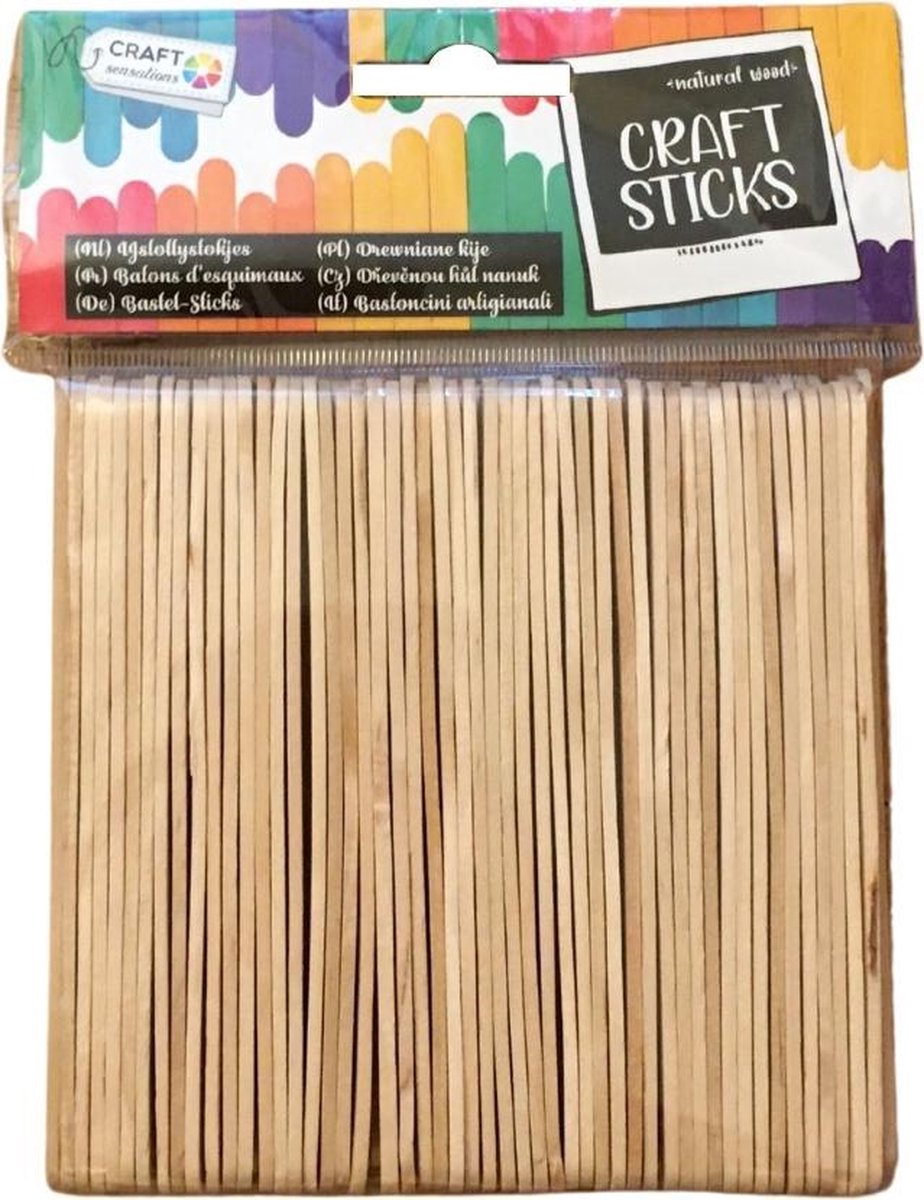 Naturel Ijslollystokjes - Ijsstokjes - -Lollystokje - Lollystokjes - Stokje - Stok - Craft Sensations ijslollystokjes - 11 cm x 1cm - 100 stuks