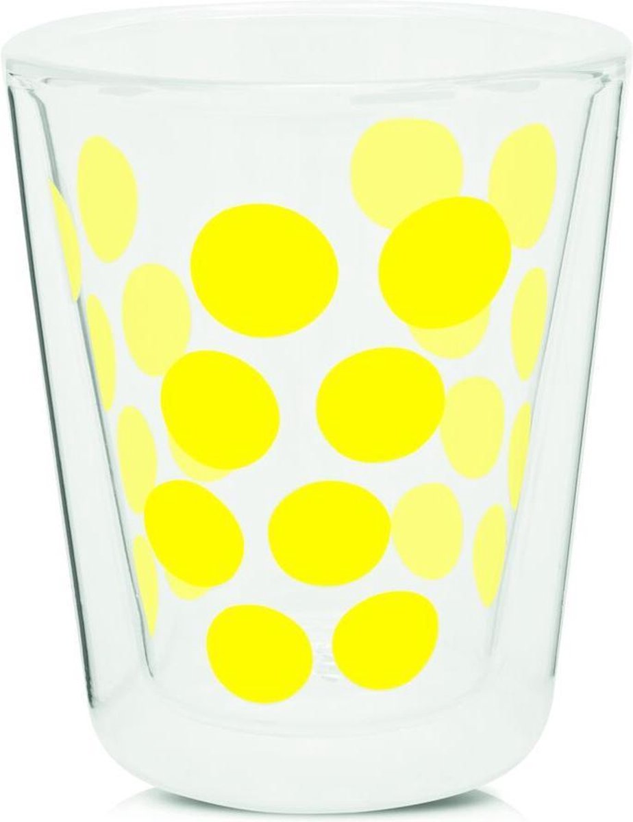 Zak!Designs Dotdot Koffiebeker - Dubbelwandig - 20 cl - Geel