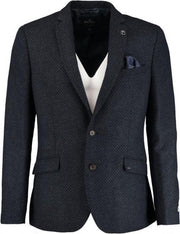 Vanguard stevig blauw gevoerd colbert wol polyester mix - Maat 50