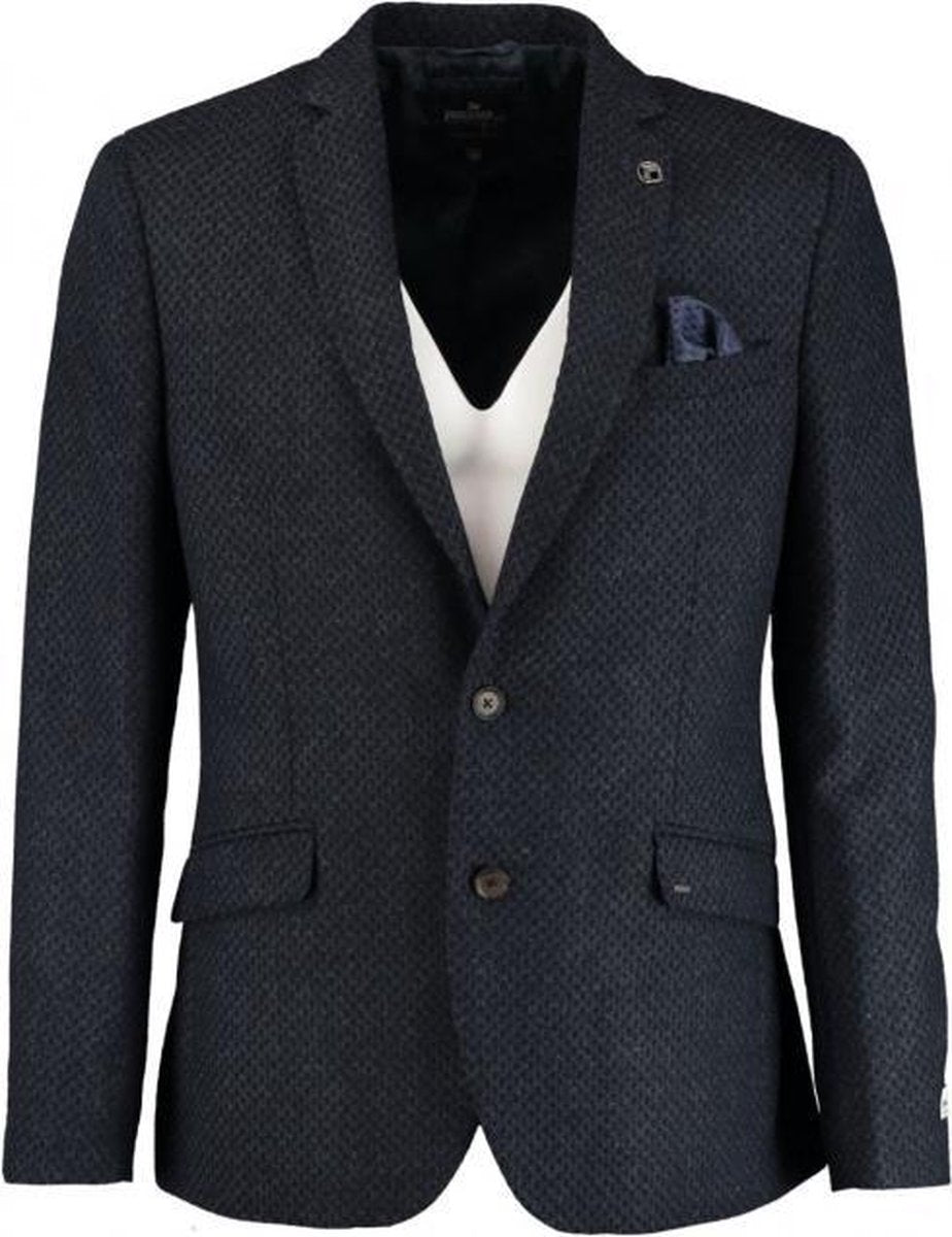 Vanguard stevig blauw gevoerd colbert wol polyester mix - Maat 50