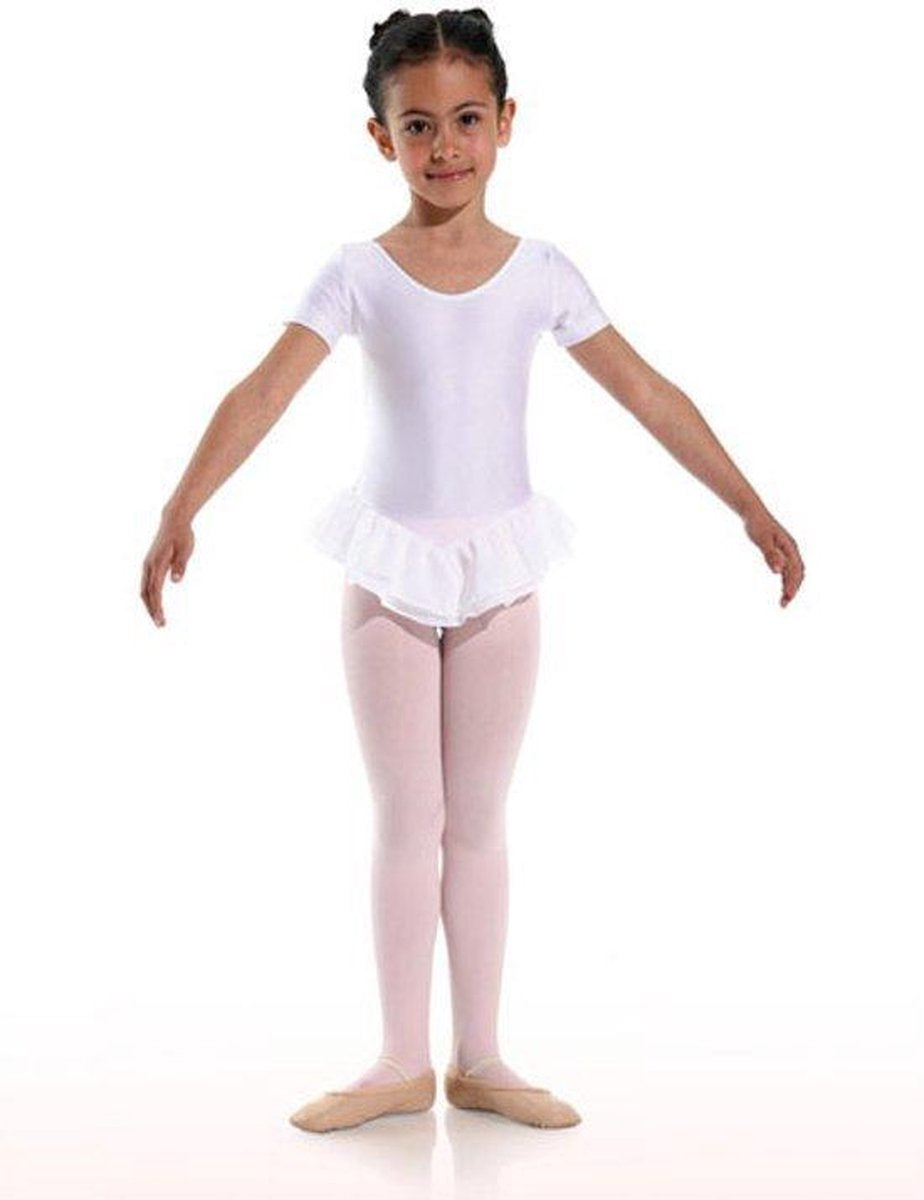 Danceries Balletpakje Laurasson Korte mouwen dubbele rok Wit Elasthan - Maat 110-116