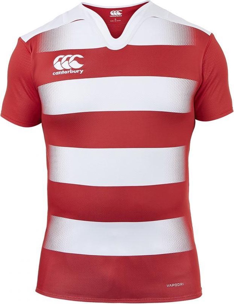 Canterbury Vapodri Challenge Rugby Jersey Hooped Junior  Sportshirt performance - Maat 152  - Unisex - rood/wit