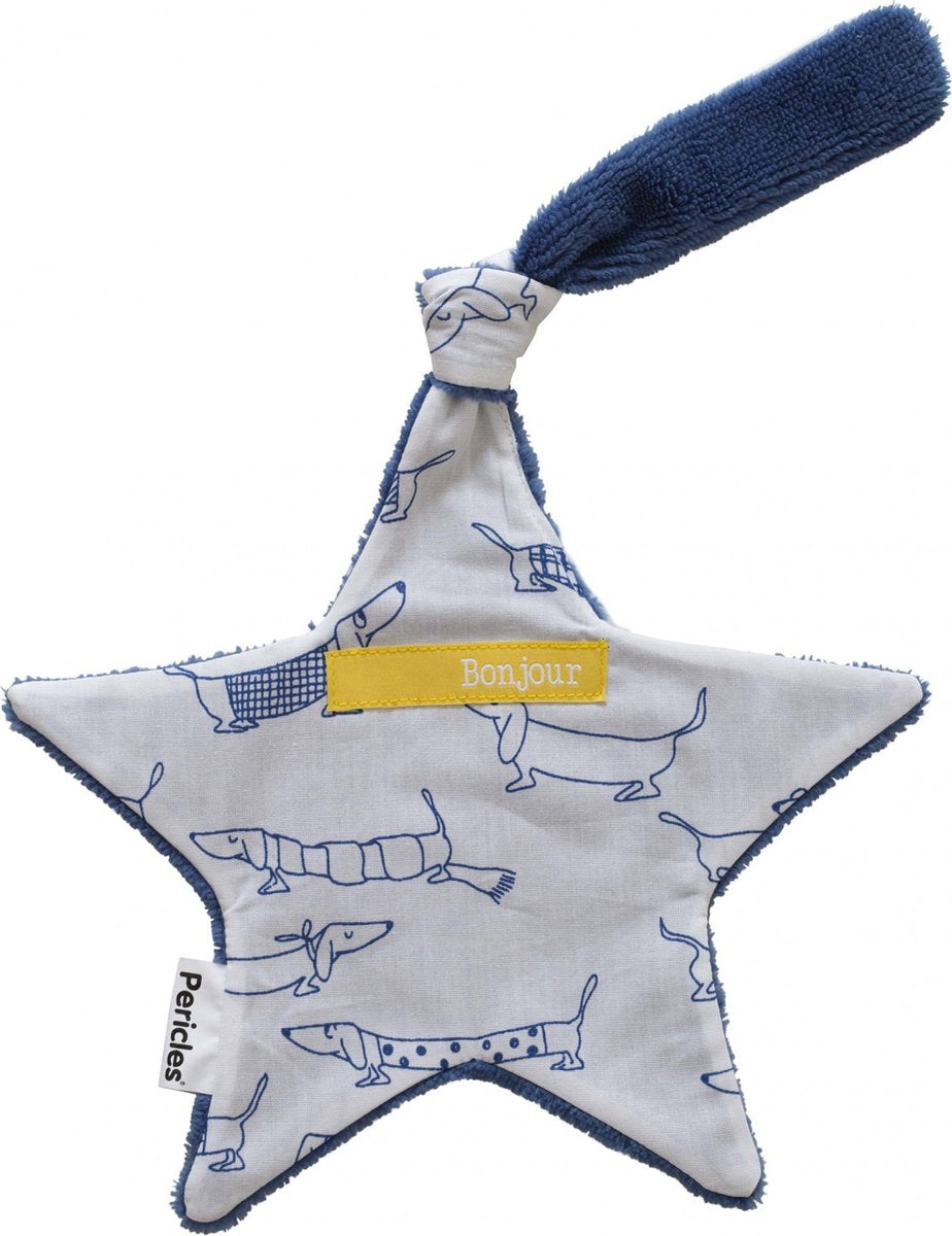 Pericles Knuffeldoekje Hond 22 Cm Blauw