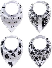 JillyBee - Slab - Slabbetje - Slabber - Bandana - 4pack - Panda - Pandabeer - Tipitent - Tipi - Zwart - Wit
