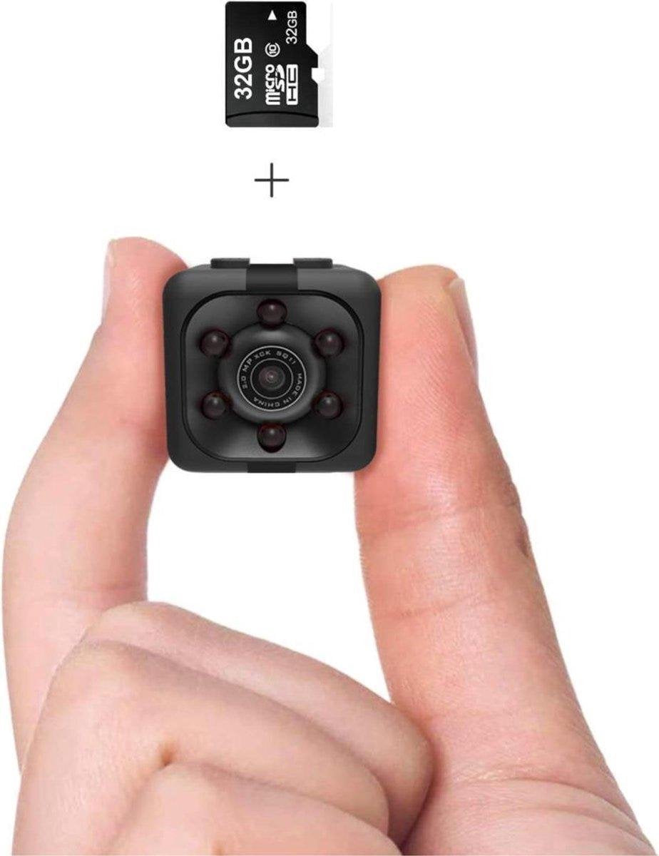 Daroyx® SQ11B70 Spycam - Verborgen camera met extra opnametijd - Mini spy camera met HD kwaliteit en 32GB SD - Zwart