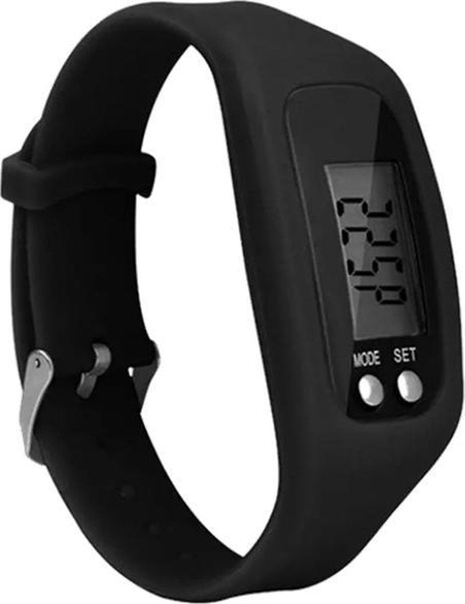 Fako® - Horloge - LCD - Stappenteller - Gesp - Zwart