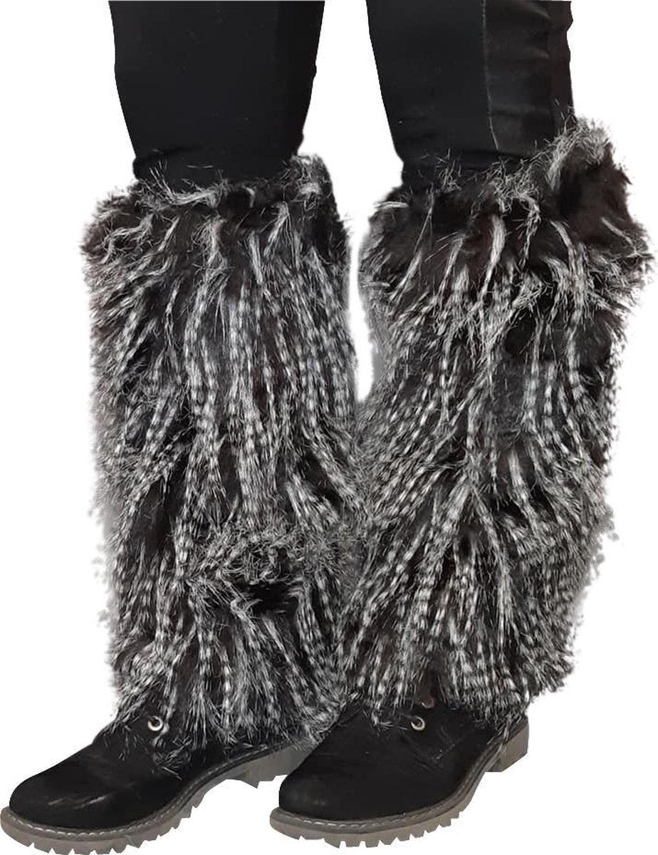 Beenwarmers - imitatie bont - wilde Sneeuw Panter - dieren print - warm - winter - kerstmis - sinterklaas