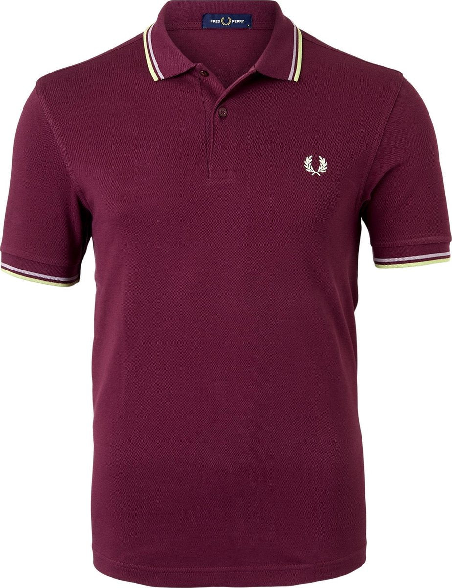 Fred Perry M3600 polo twin tipped shirt - heren polo - Aubergine / Rain / Willow -  Maat: 3XL