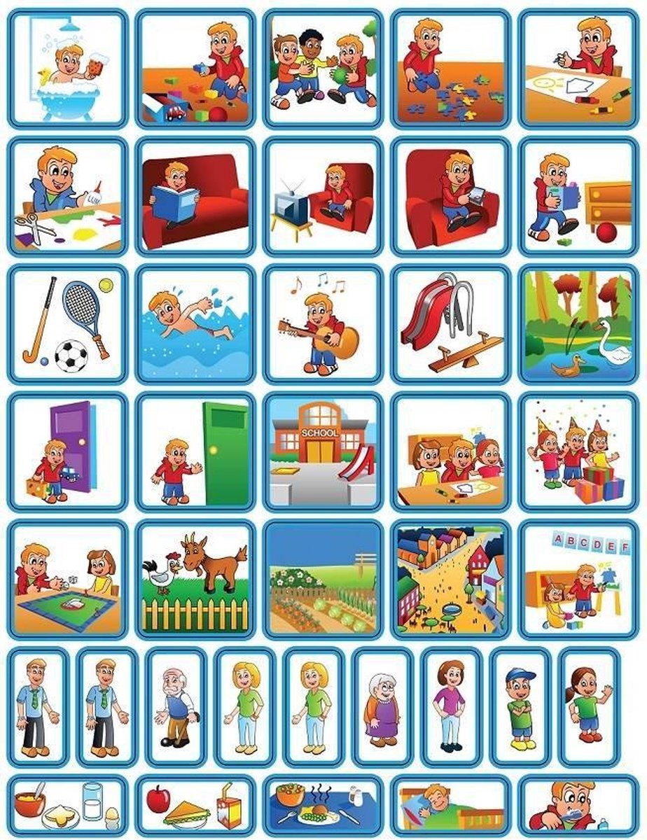 Pictogrammen magneetjes dagsetje jongen