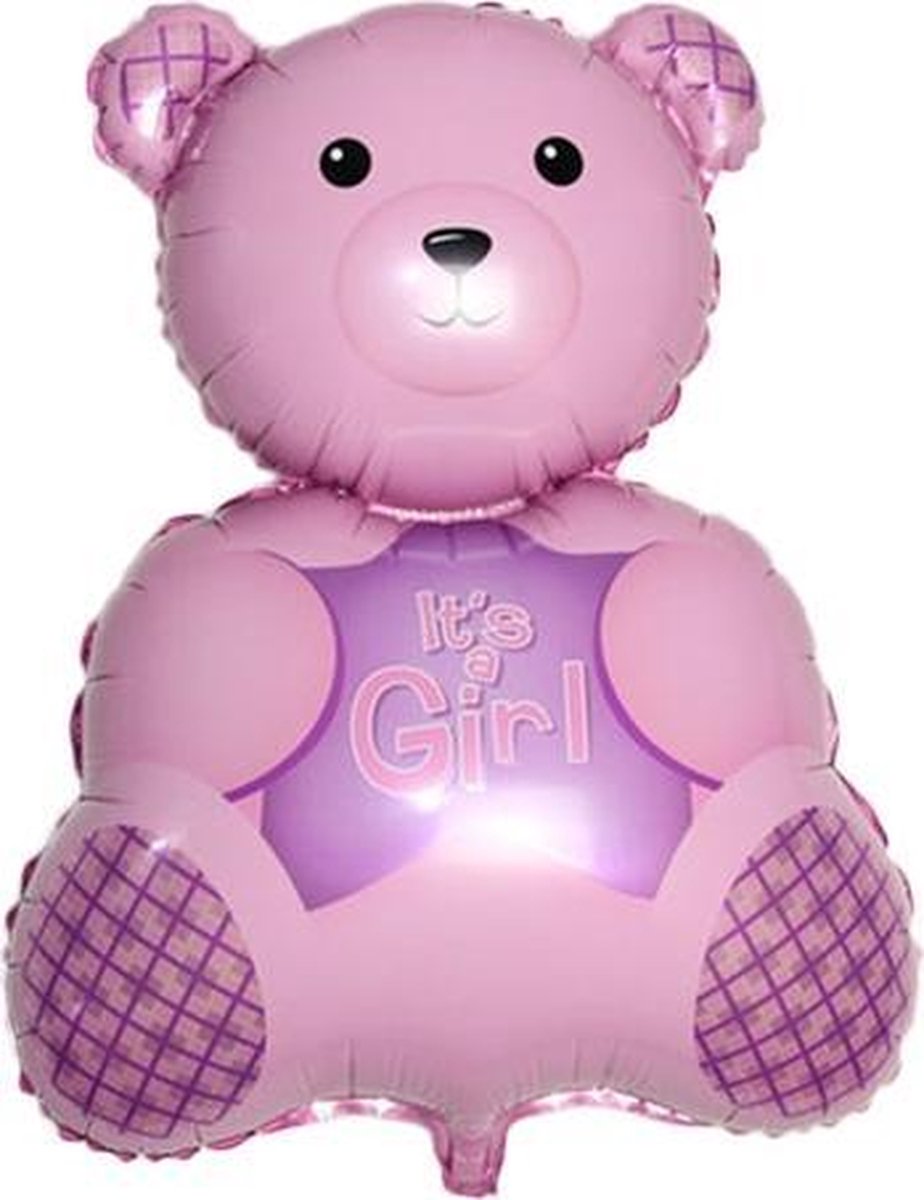 Grote XL roze beer ballon it's a girl voor geboorte meisje 61 cm babyshower kraamfeest
