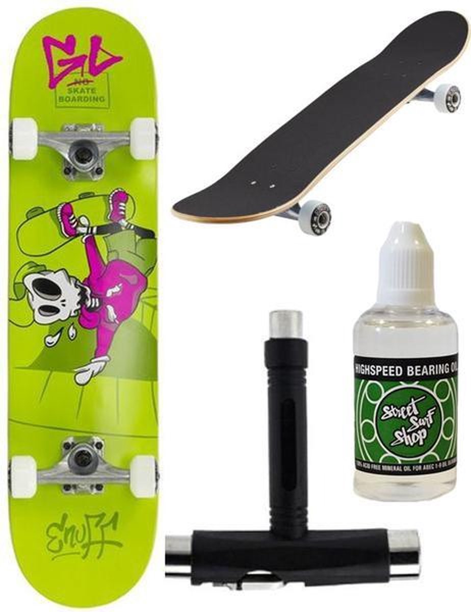 Enuff Skateboard MINI + Onderhoudspakket - Skully Green