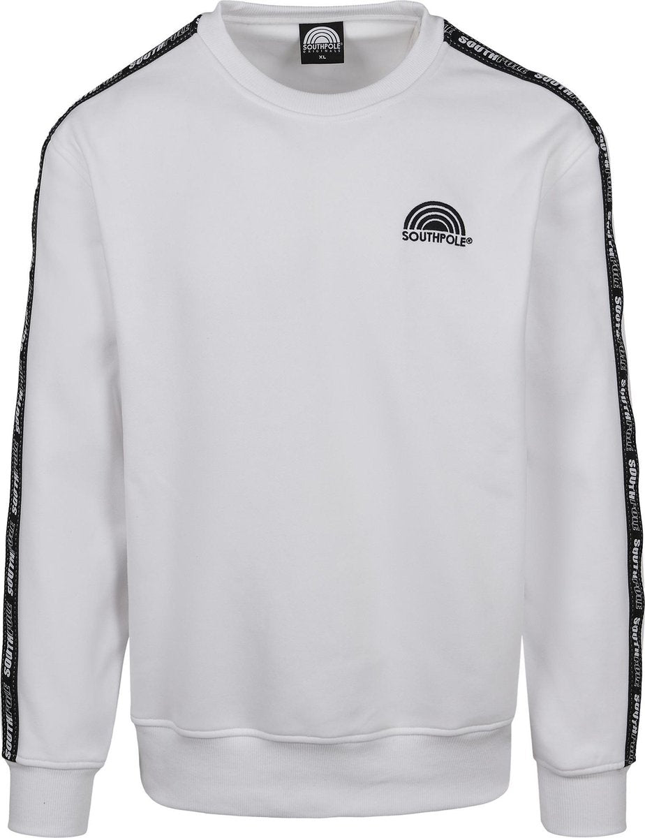 Heren Sweater Southpole Logo Tape Crewneck wit