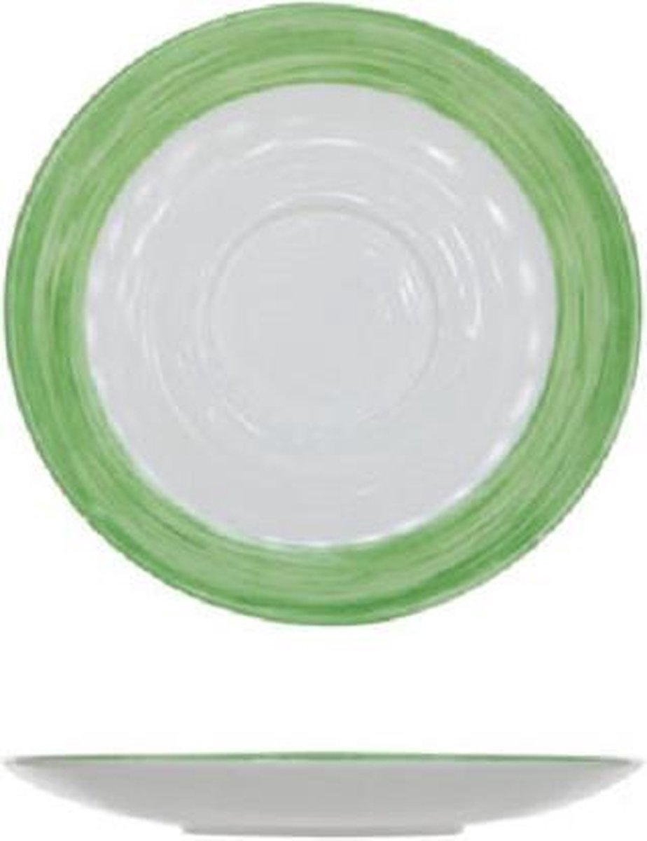 Arcoroc Brush Servies - Ondertassen - Wit Groen - Glas - (Set van 6) En Yourkitchen E-kookboek - Heerlijke Smulrecepten
