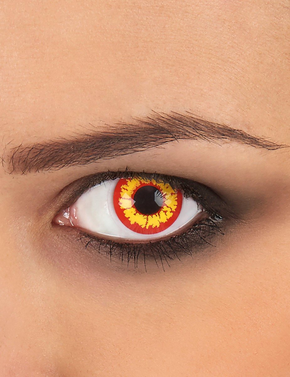 "Contactlenzen geel en rood voor volwassenen - Schmink - One size"
