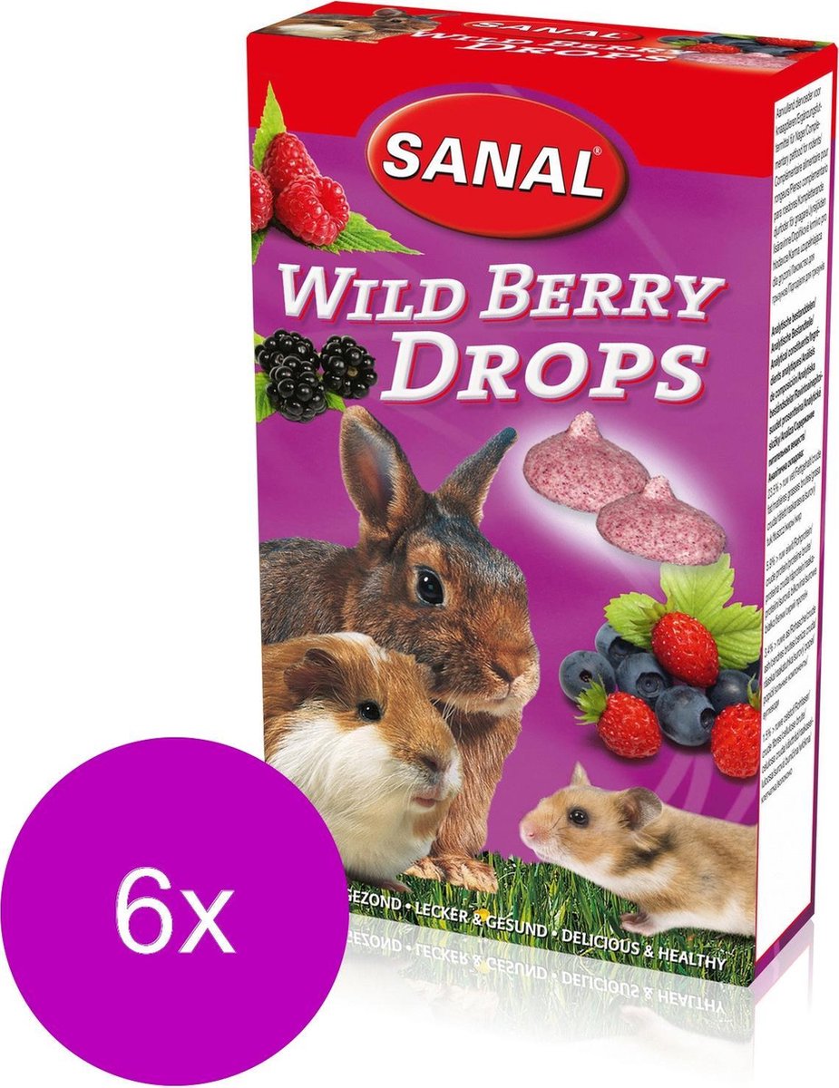 Sanal Wild Berry Drops - Knaagdiersnack - 6 x 45 g