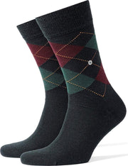 Burlington Edinburgh herensokken - wol - marine met groen en bordeaux -  Maat: 46-50