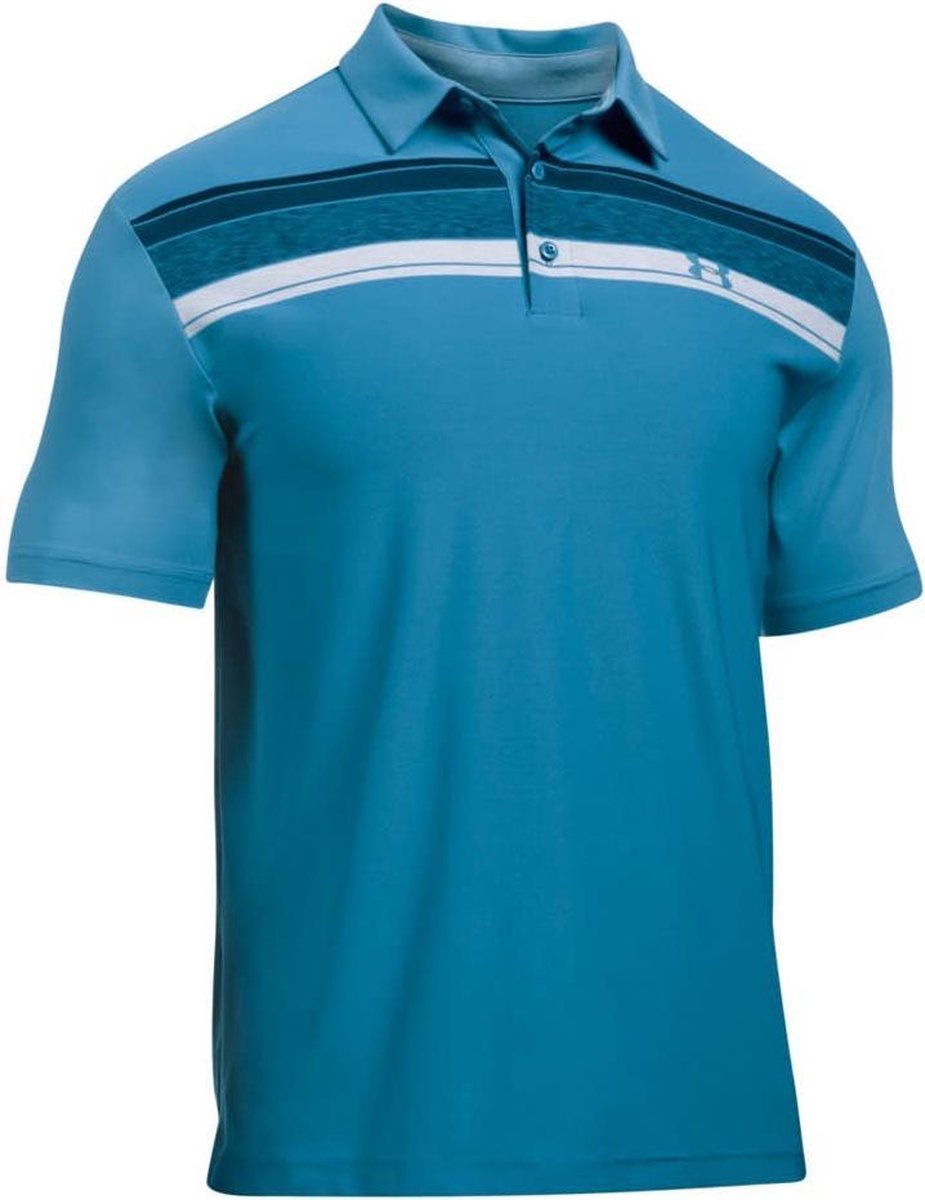 Under Armour Heren Playoff Polo Stripe Steel Blue