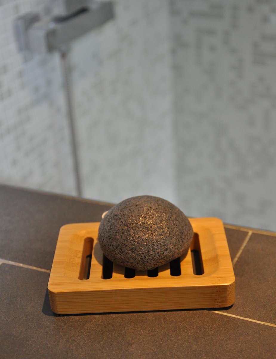 2 Konjac spons zwart- Douche - Badspons - Reiniging - Zero waste