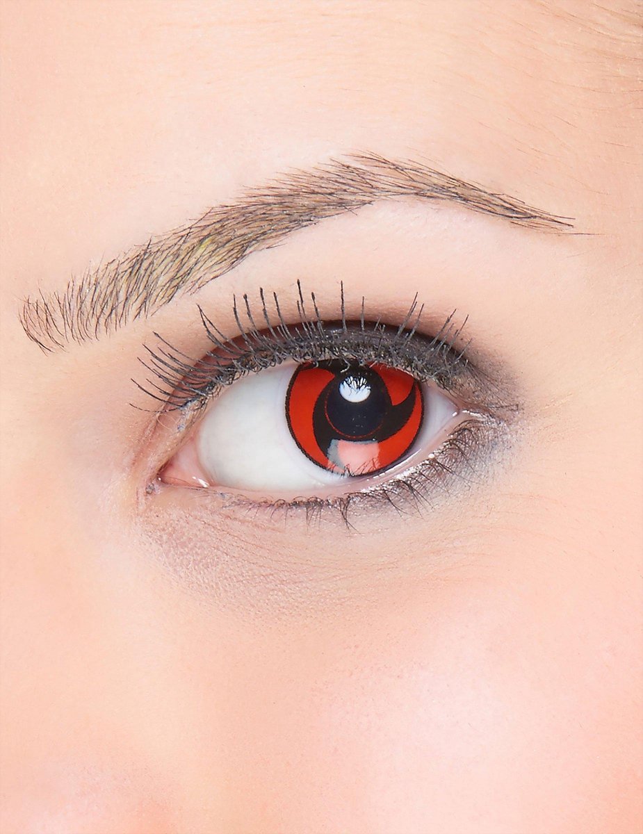 "Rode contactlenzen met zwarte propeller - Schmink - One size"