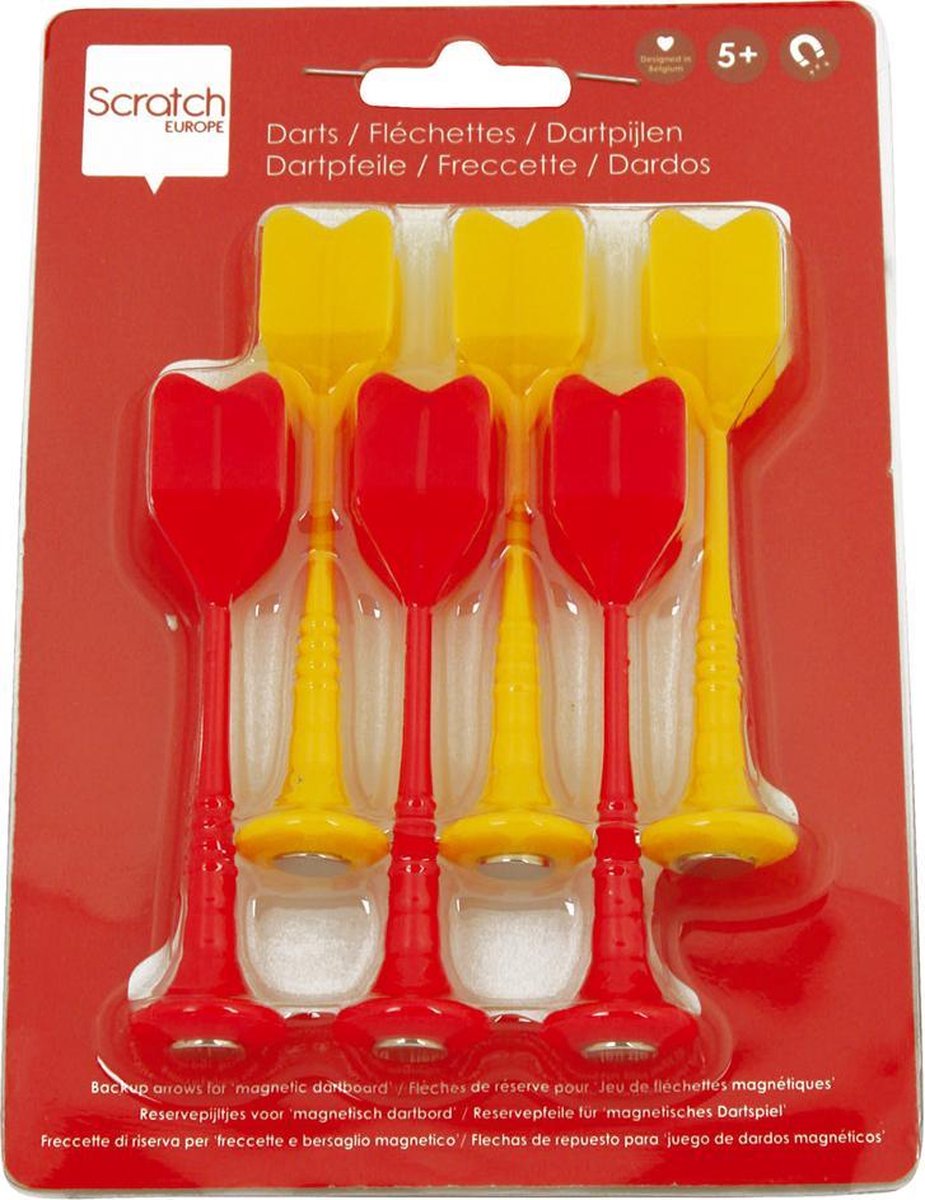 Scratch Active Play: MAGNETISCHE DARTS - SET Rood/Geel diam.2.5x9cm