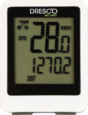 Dresco Fietscomputer - Draadloos - 12 functies - Wit