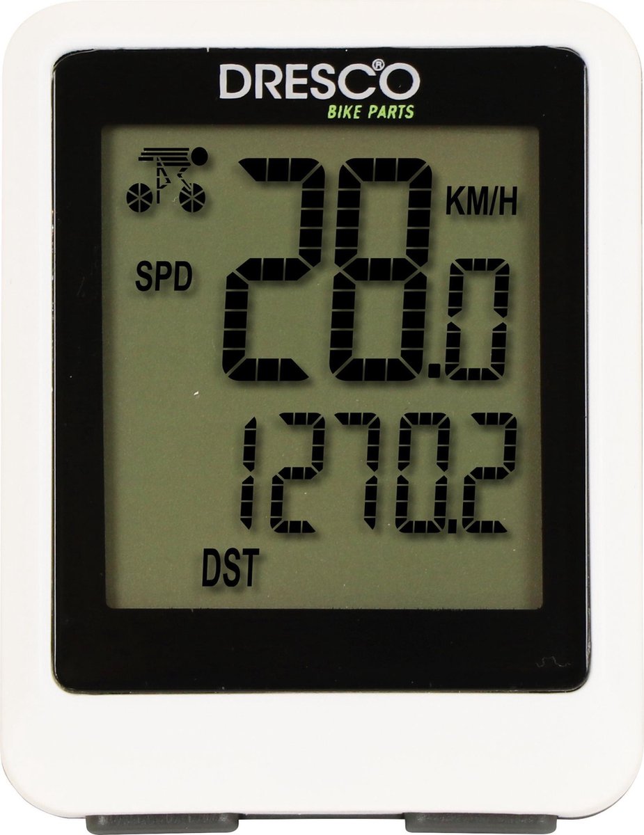 Dresco Fietscomputer - Draadloos - 12 functies - Wit