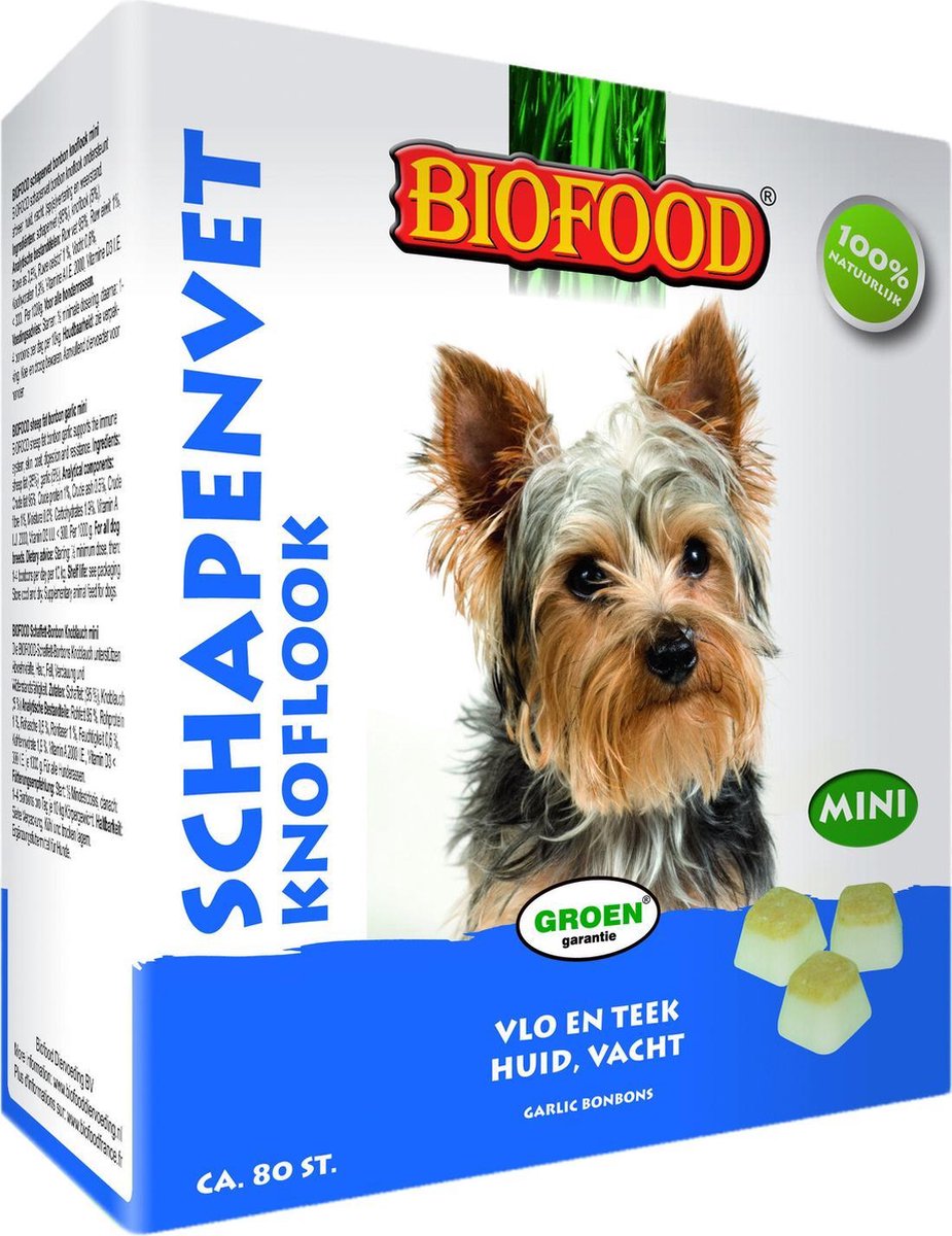 Biofood Schapenvet Mini Bonbons - Knoflook - 80 stuks