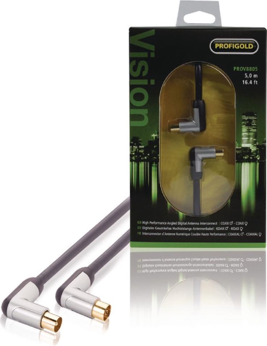 Profigold Prov8805 Coaxkabel Male Gehoekt - Female Gehoekt 5