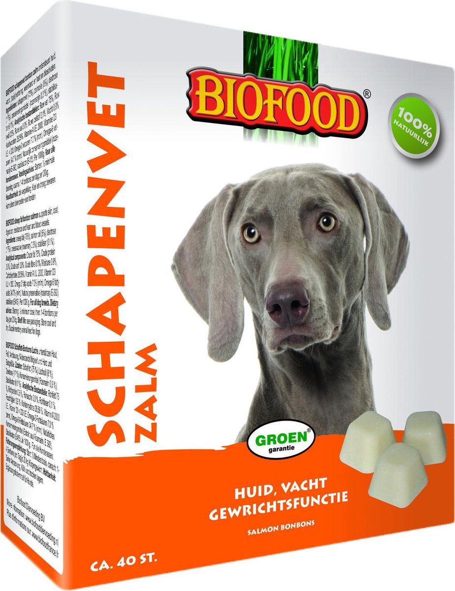 Biofood Schapenvet Maxi Bonbons Hondensnack - Zalm - 40 stuks
